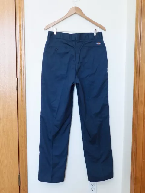 VINTAGE USA DICKIES Flannel Lined Blue Work Pants 34 x 32 Flat Front ...