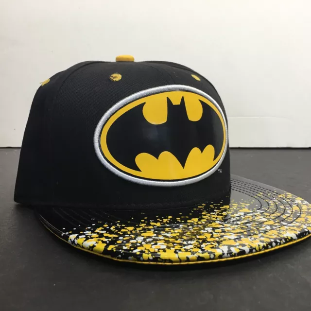 DC Batman Classic Logo Black & Yellow Adjustable Cap Hat One Size Retro Adult