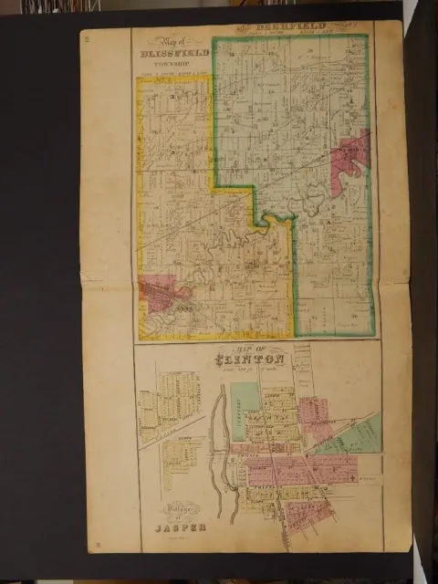 Michigan, Lenawee County Map, 1874 Township of Blissfield & Deerfield K3#41