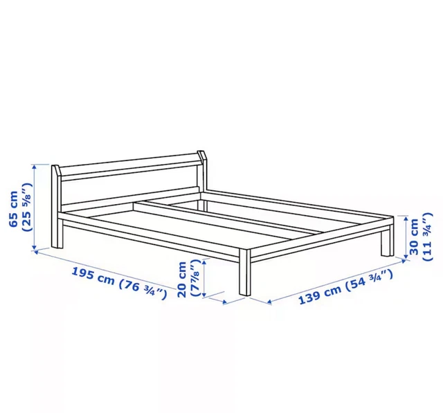 IKEA NEIDEN STANDARD Double Bed Pine Wood Frame With Slats £120.00