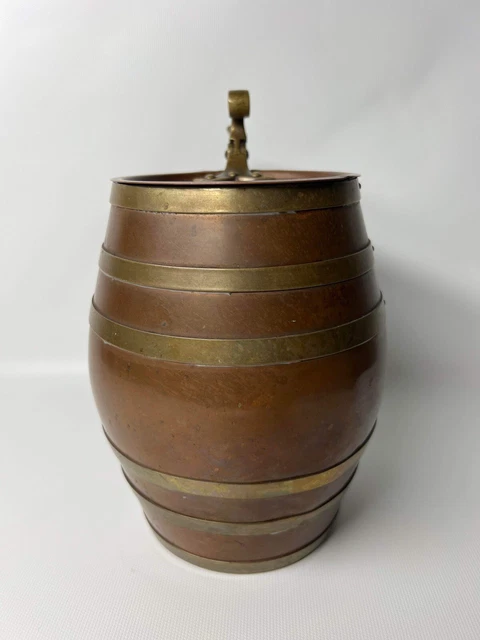 Antique 1902 Copper and Brass Tankard Stein with Lid  A.S. 1902 ~ 7" Tall