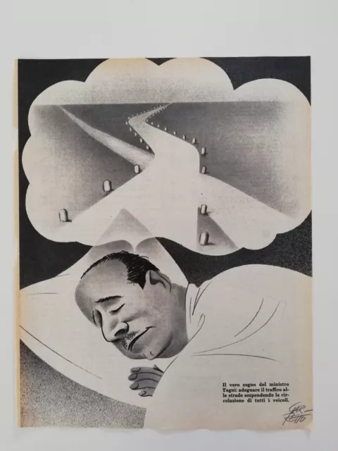 Clipping Ritaglio Illustrazione 1958 Le Istantanee di GARRETTO Il Sogno di Togni