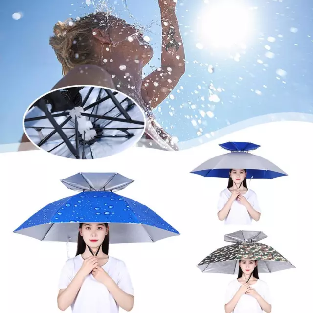 Sun Umbrella Hat Fishing Hands Free Gardening Camping Hiking Camouflage Cap O7O5