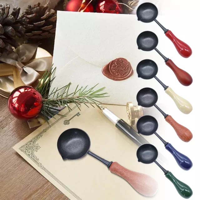 Quality Wax Stamp Spoon Vintage Wood Handle spoon/Stainless Steel Sealing  Wax Spoon DIY Craft Anti Hot Anti Hot Wax Spoon