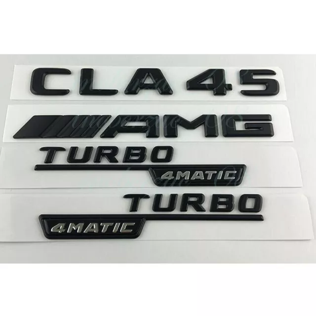 Auto Emblems Abzeichen Für Mercedes Benz CLA45 AMG TURBO 4MATIC Schwarz Glanz