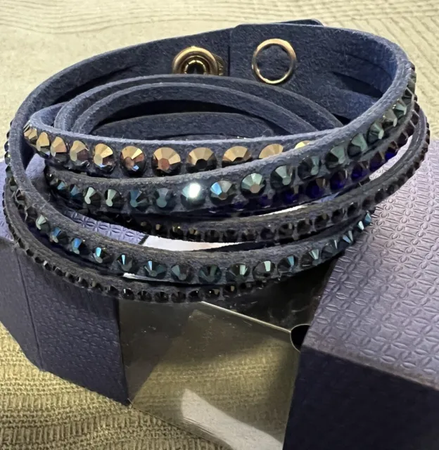 Swarovski 5100097 Women's Slake Deluxe Blue Crystal Fabric Wrap Bracelet NIOB