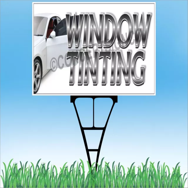18"x24" WINDOW TINTING Outdoor Yard Sign & Stake Sidewalk Lawn Auto Tint Film