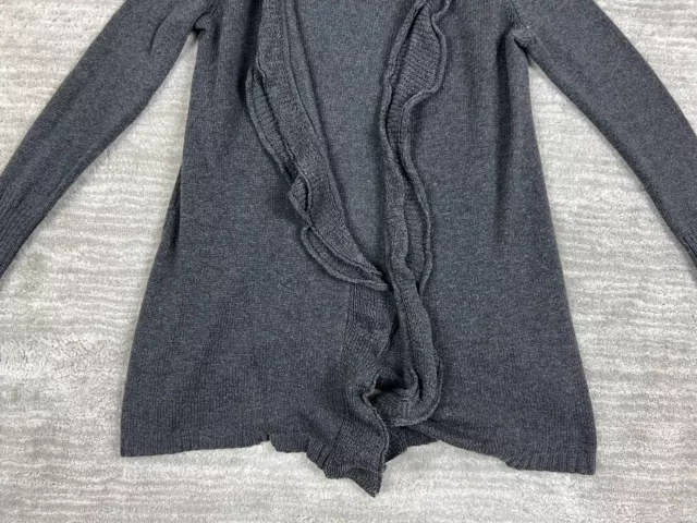 Simply Vera Wang Sweater Womens Small Gray Knit Cardigan Open Front Angora Wool 3