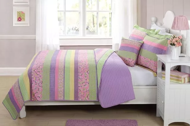 Girl Twin Bedspread Comforter 3 piece set Daisy Dream Kids Blanket Coverlet