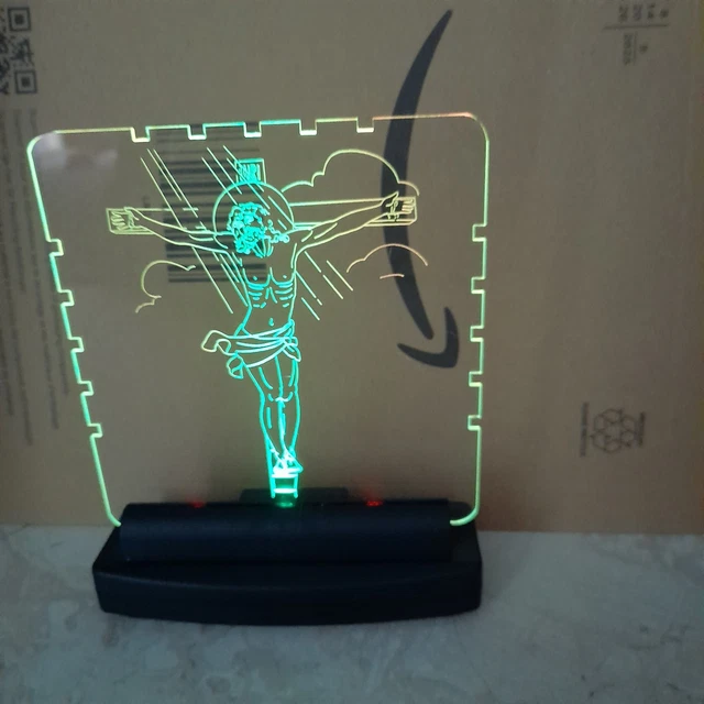 ACRYLIC LED STAND Light Up Decorative Panel Jesus On The Cross £2.22 ...