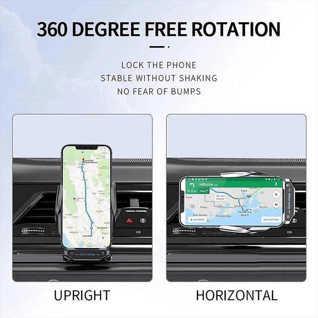 Qi Wireless Charger Auto Handyhalterung Induktions mit ladefunktion Clamping KFZ 10
