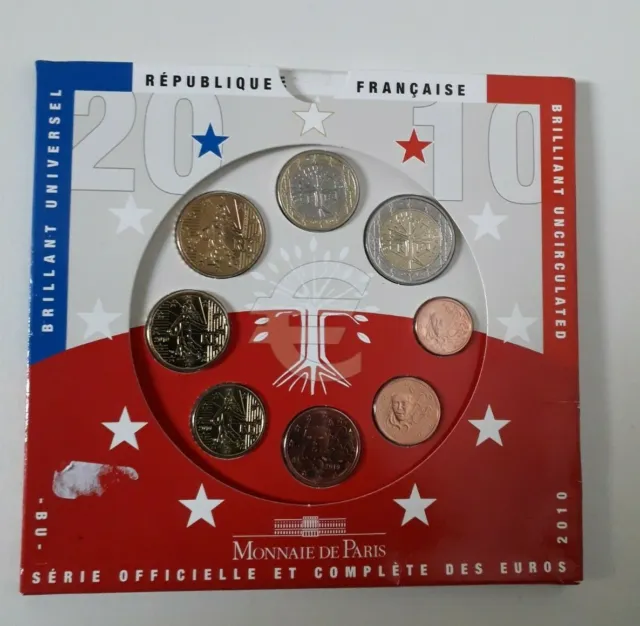 monnaie de Paris France série euros 1 cent à 2 euro BU 2010