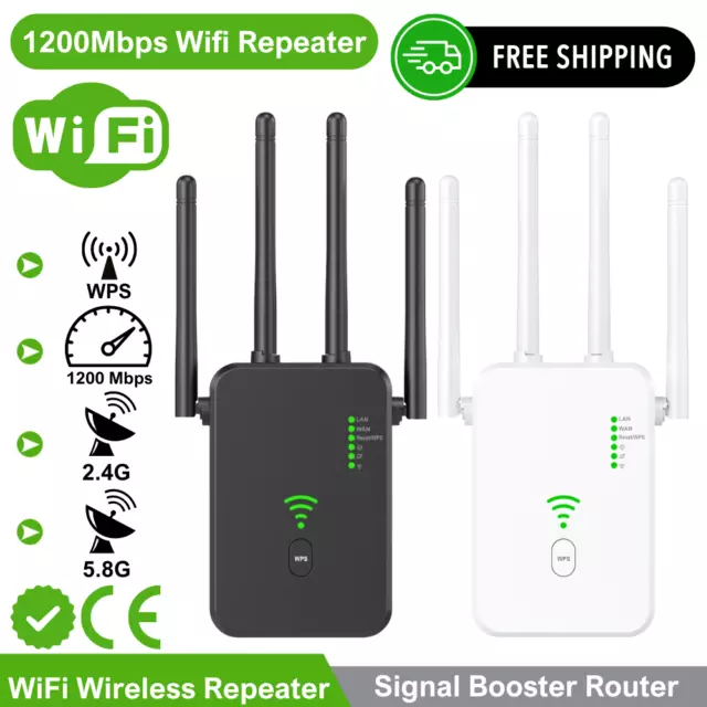 WiFi Range Internet Extender 1200Mbps 5G Wireless Repeater Signal Booster Router