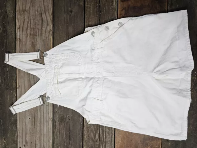 Women's Topshop Dungaree Moto Overall Jean Shorts Size USA 10 White