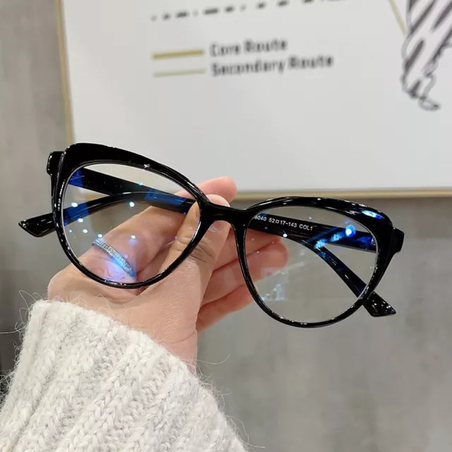 Damen antiblau hell Katzenauge optische Brille durchsichtige Gläser Brillengestell heiß 3