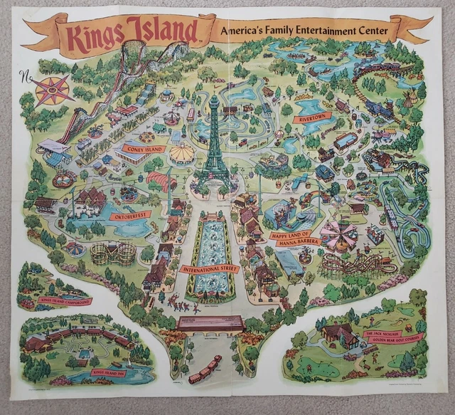 RARE OPENING YEAR 1972 Kings Island Amusement Park Souvenir Map