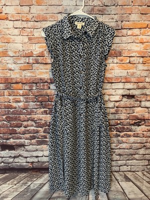 blue white monteau short sleeve dress Pockets womens size small