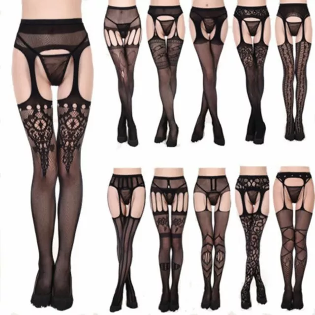Sheer Jacquard Plus Size Embroidery Fishnet Stocking Tights Lingerie Pantyhose