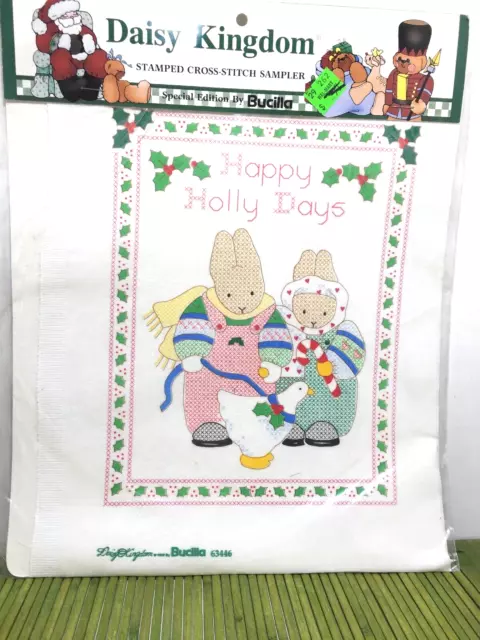 Punto de cruz estampado Bucilla Daisy Kingdom Navidad 63446 Happy Holly Days