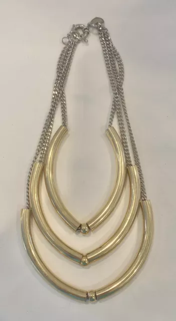 GILES & BROTHER Gold and Silver Metal 2 -Tone Necklace 3 Strands