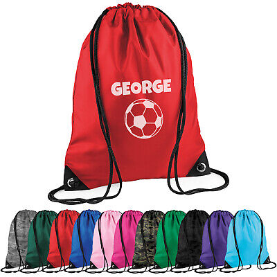Personalised Name PE Bag Football Drawstring Swimming Kids Boys Girls School Bag