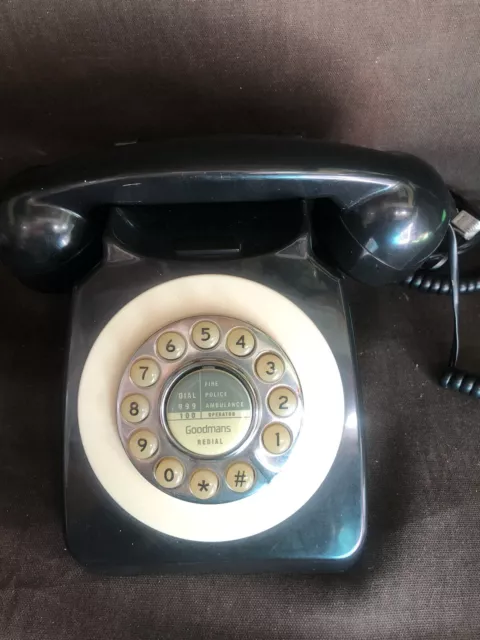 Esfera de teléfono retro en blanco y negro Goodmans con botones