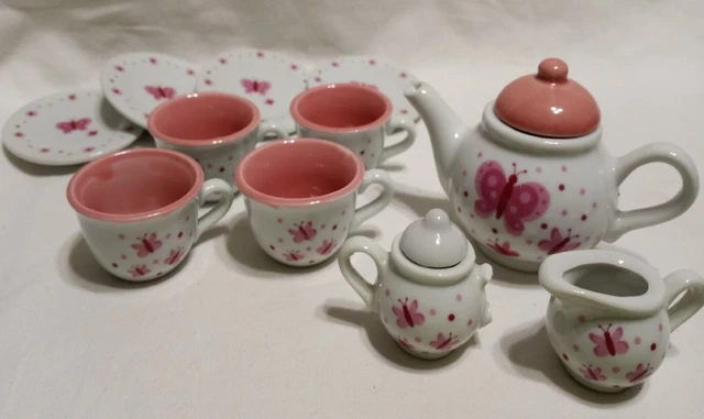 Child's Doll Tea Set Butterfly Schylling Ceramic 17212c Replacements READ