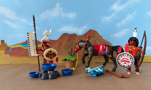 Lot Playmobil Famille Indiens - Tipi Et Personnages - Réf 3733, 3871, 3419, 3773