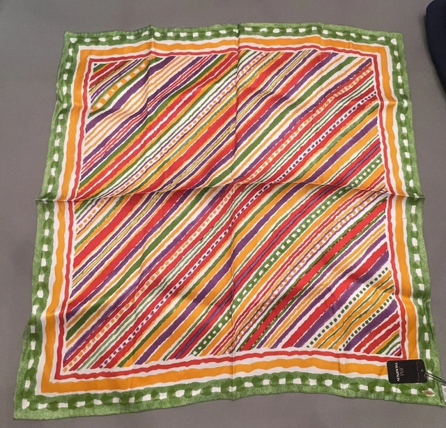 Foulard En Soie Jim Thompson - Motif Poissons Encadré 46x46 Cm - Polychrome Occasion