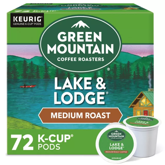 Green Mountain Coffee Lake and Lodge, Keurig K-Cup Pod, Medium Roast, 72 Count
