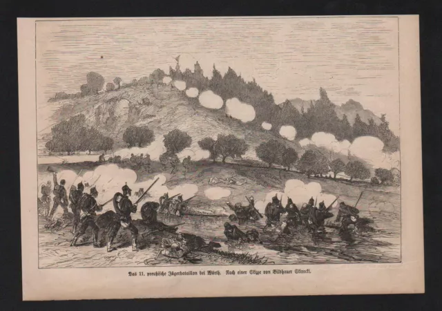 1870 - Wörth An Der Donau Baviera Krieg Battle Legno Engraving Incisione su