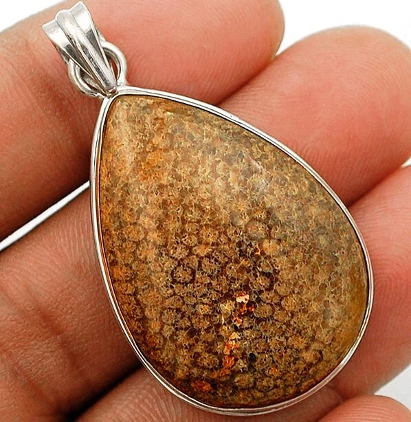 Natural Stingray Coral 925 Solid Sterling Silver Pendant, HB8-2