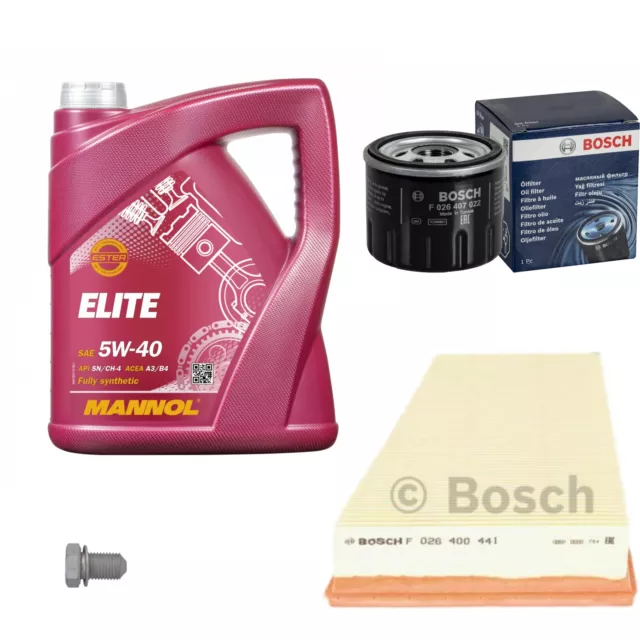 BOSCH Inspektionspaket 5L MANNOL Elite 5W-40 für Renault Grand Scénic II JM0/1