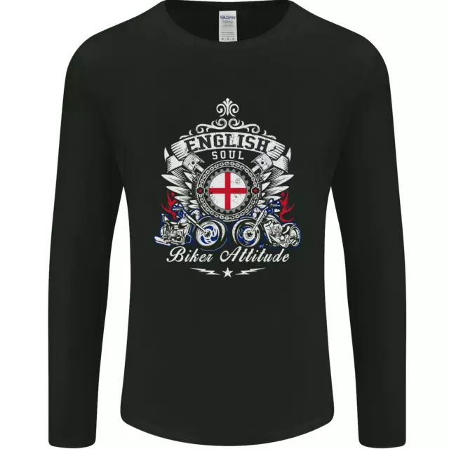 English Soul Biker Attitude Bike Motorcycle Mens Long Sleeve T-Shirt