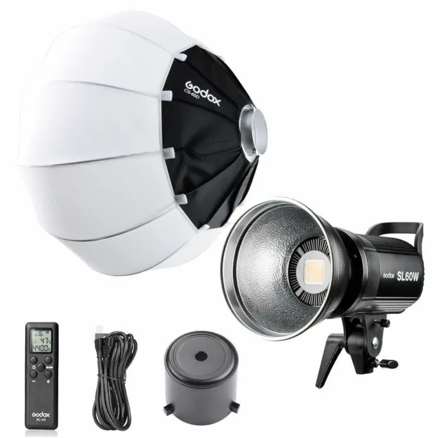 Godox SL60W Kit + CS-85D Lantern Softbox 5600K Studio LED Video Light for Video