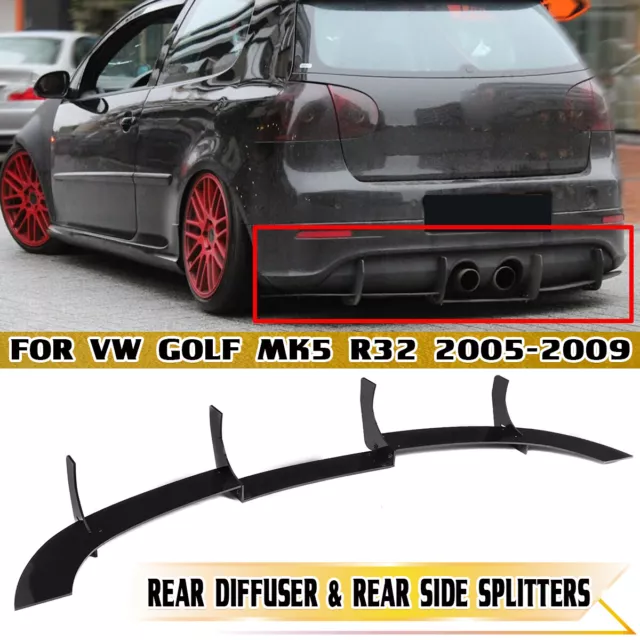 PER VW Golf 5 NERO DIFFUSORE POSTERIORE V MK5 R32 2005-09 Grembiule posteriore