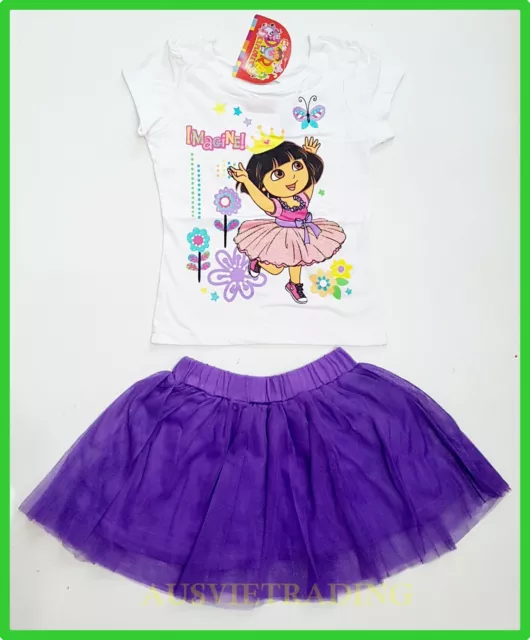 BNWT Dora top t-shirt tshirt ruffle skirt 2pc girls oufit set New party beach