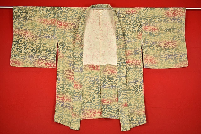 Vintage Japanese Kimono Silk Antique BORO HAORI Kusakizome Dyed/B594/570
