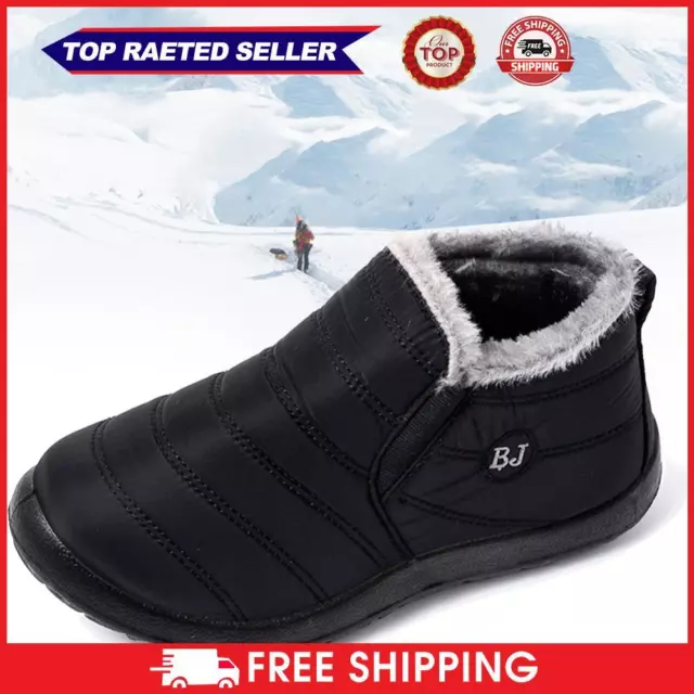 WATERPROOF WINTER SHOES Men Women Plush Warm Snow Ankle Boots Slip On ...