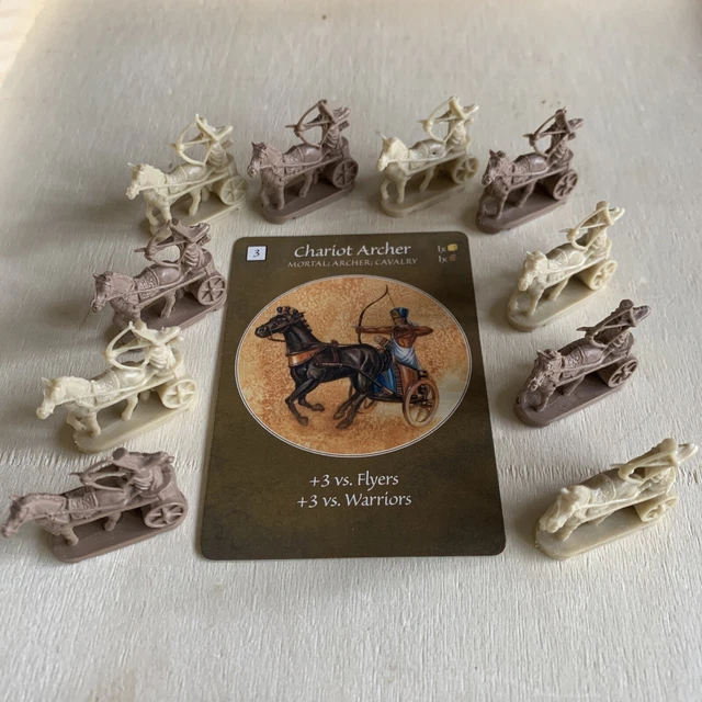 CHARIOT ARCHER 10 Tokens & Battle Card for AGE OF MYTHOLOGY Game EGYPTIAN Parts