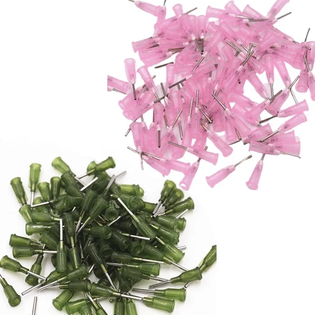 100pcs Glue Ink Oil Flux Dispensing Needles Syringe Needle Tips 14Ga 18Ga Stainl