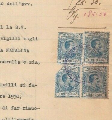 ITALY-EGYPT Rare Multi Consular Revenues 6 & 10L Tied Italian Doc. Cairo 1931