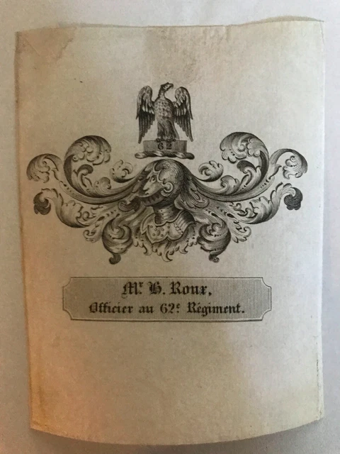 Exlibris Ex-Libris - Mr Roux Officier au 62 Régiment