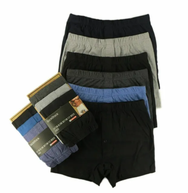 6 Pairs Men's Plain Boxer Shorts Underwear, Classic Cotton Rich Boxers S to 6XL