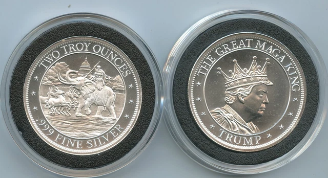 2 OZ TRUMP The Great MAGA KING Intaglio Mint .999 Fine silver Round Scarce 2OZ