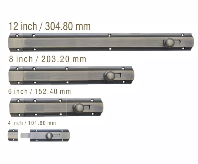 Latches Lock Gate Garden Brass Shed Bathroom  Door Heavy Duty Sliding Tower Bolt