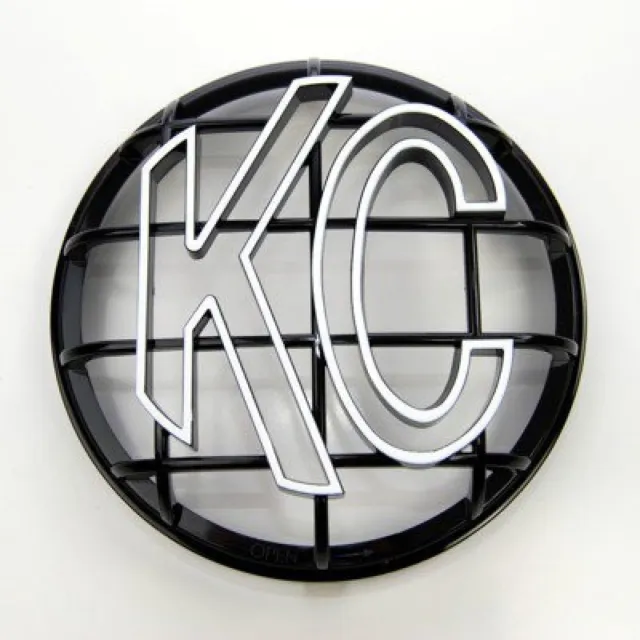 KC HiLiTES 6in. Round ABS Stone Guard for Lights (Single) - Black w/White KC Log