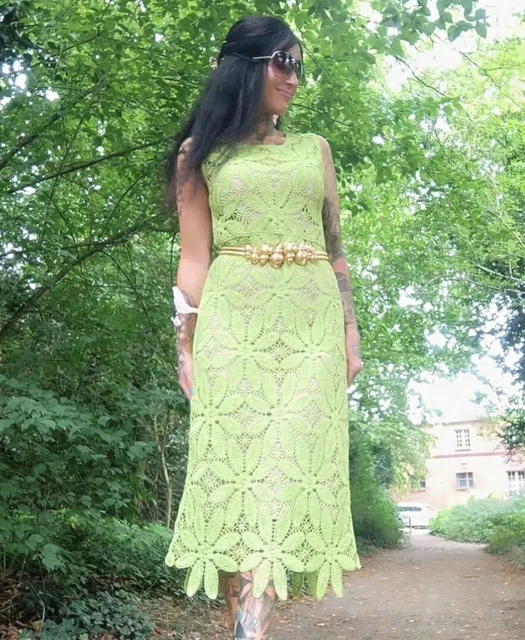 ZARA NWT SIZE S, M LIGHT GREEN MACRAM CROCHET KNIT MIDI DRESS $119 Daisy  $34.50 - PicClick