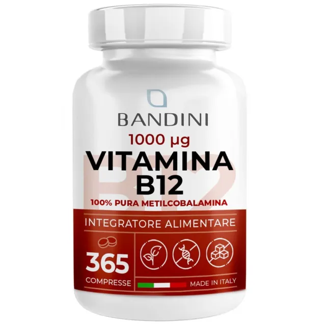 Bandini® Vitamina B12 365 Vegan - Metilcobalamina 1000 µg - Integratore Vit B 12