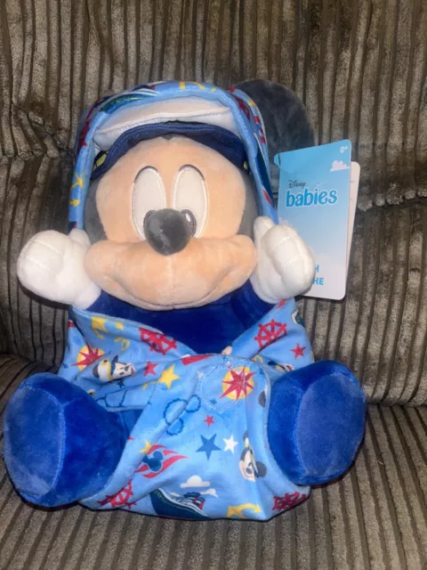 Disney Cruise Baby Mickey Mouse Soft Plush Toy Disney Store in blanket BNWT RARE